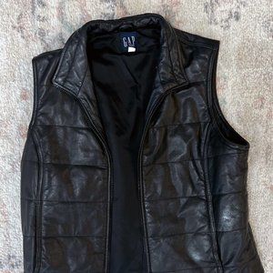 Size 8 Gap Black Leather Quilted Vest